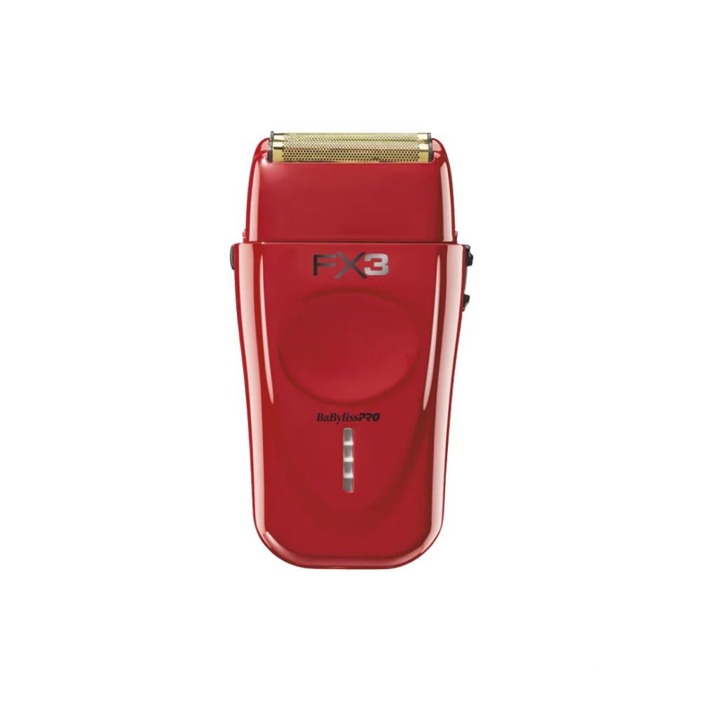 Babyliss Pro FX3 Foil Shaver – a sleek, professional-grade electric shaver in a bold red and black design, featuring dual foils and ergonomic contours for precision grooming.