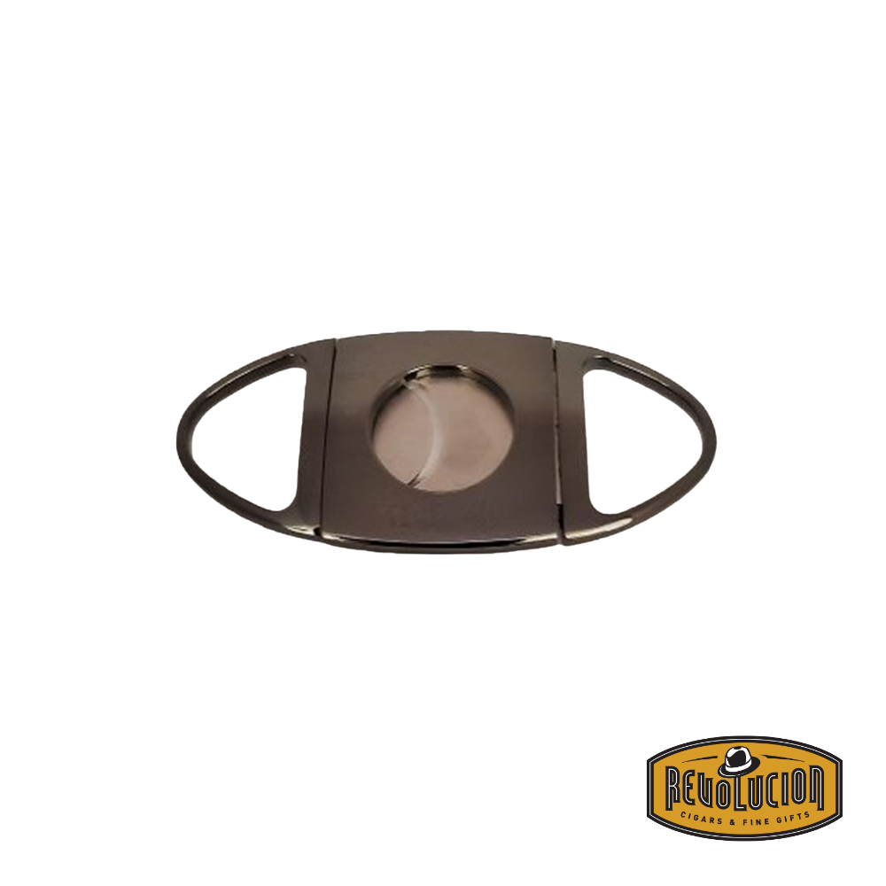 A sophisticated gunmetal Baloon cigar cutter with a sleek ergonomic design, crafted for a clean and precise cigar cut.