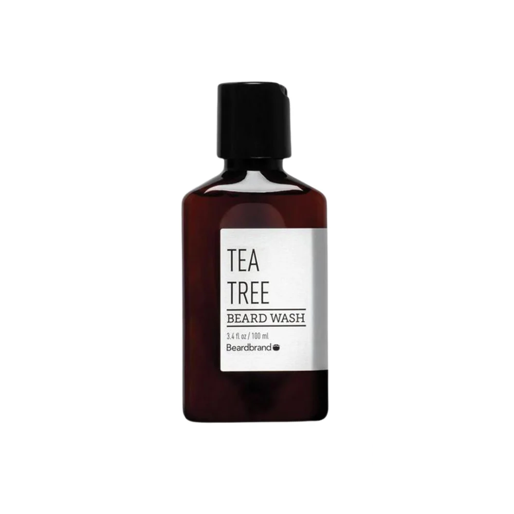Beardbrand Beard Wash Tea Tree bottle with clean, minimalist design.