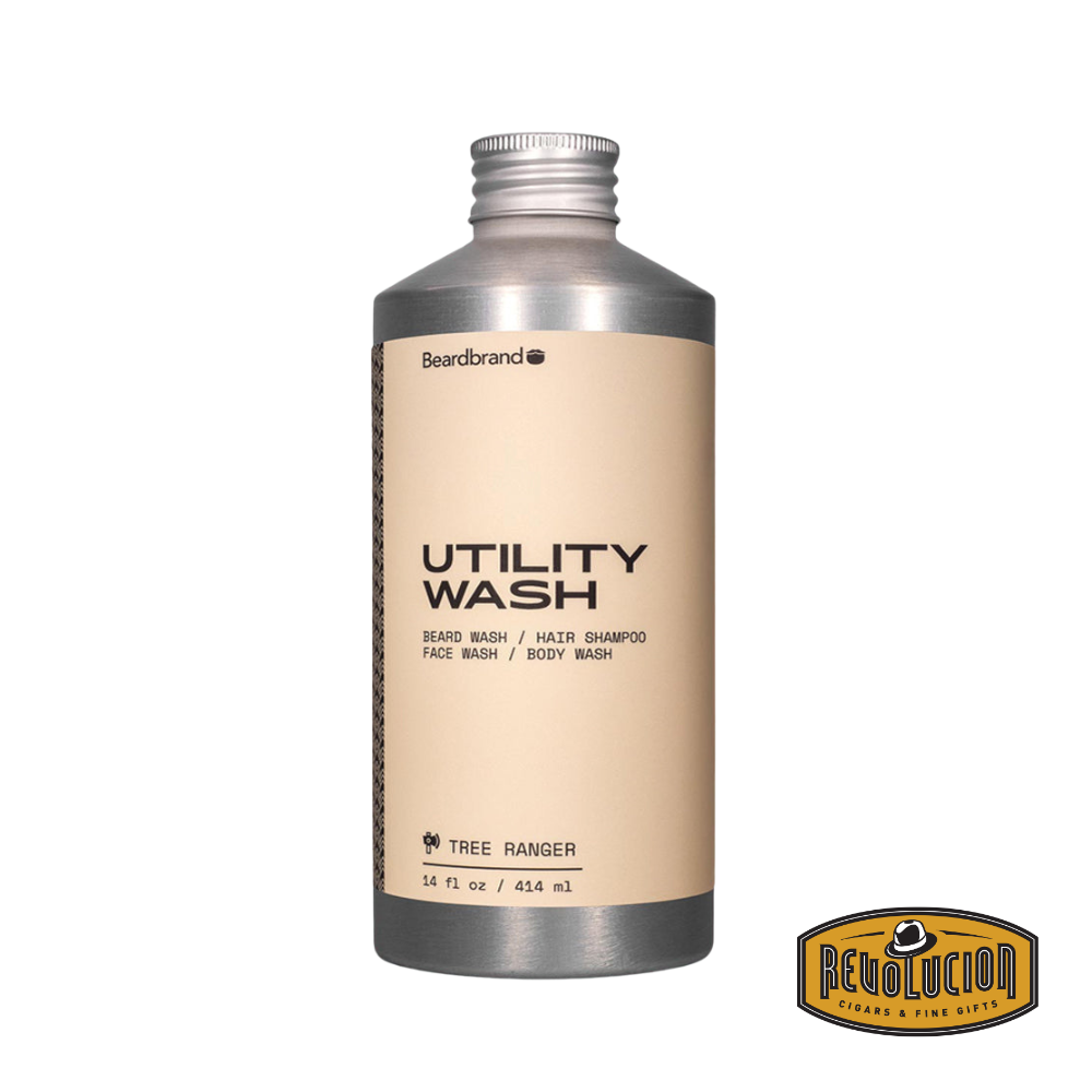 Beardbrand Utility Wash Tree Ranger – refreshing all-in-one grooming wash in a sleek bottle, ideal for beard, hair, and body with a crisp, woodsy scent.