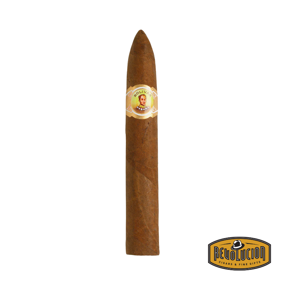 Bolivar Habanos Belicoso Fino Cuban cigar with medium to full strength and a tapered figurado shape.