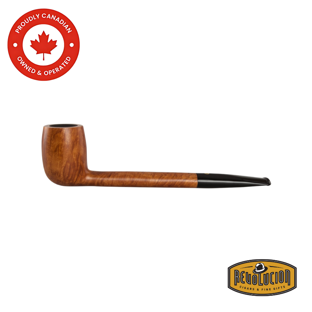 Side profile of the Brigham Acadian #19 smoking pipe, displaying its elegant silhouette and flawless finish.