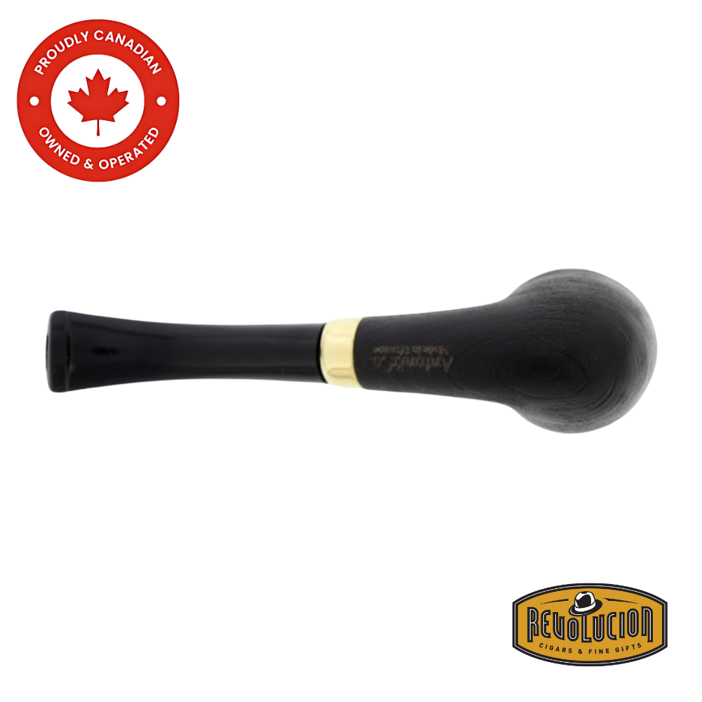 Bottom view of the Brigham Anton Pipe - Maple Black #03 Smoking Pipe, highlighting the smooth base and Brigham branding.