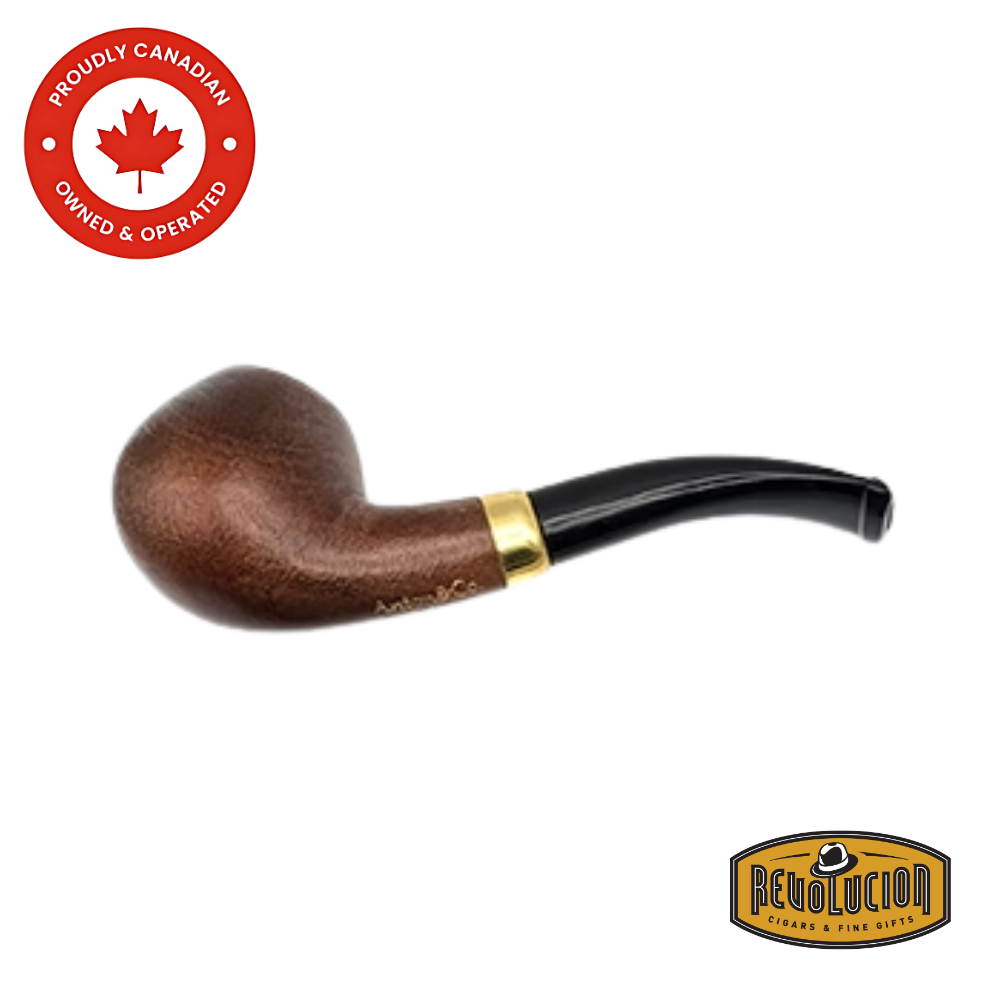 Brigham Anton Pipe in Maple Brown finish, model #01, showcasing a smooth curved bowl and elegant Canadian craftsmanship.