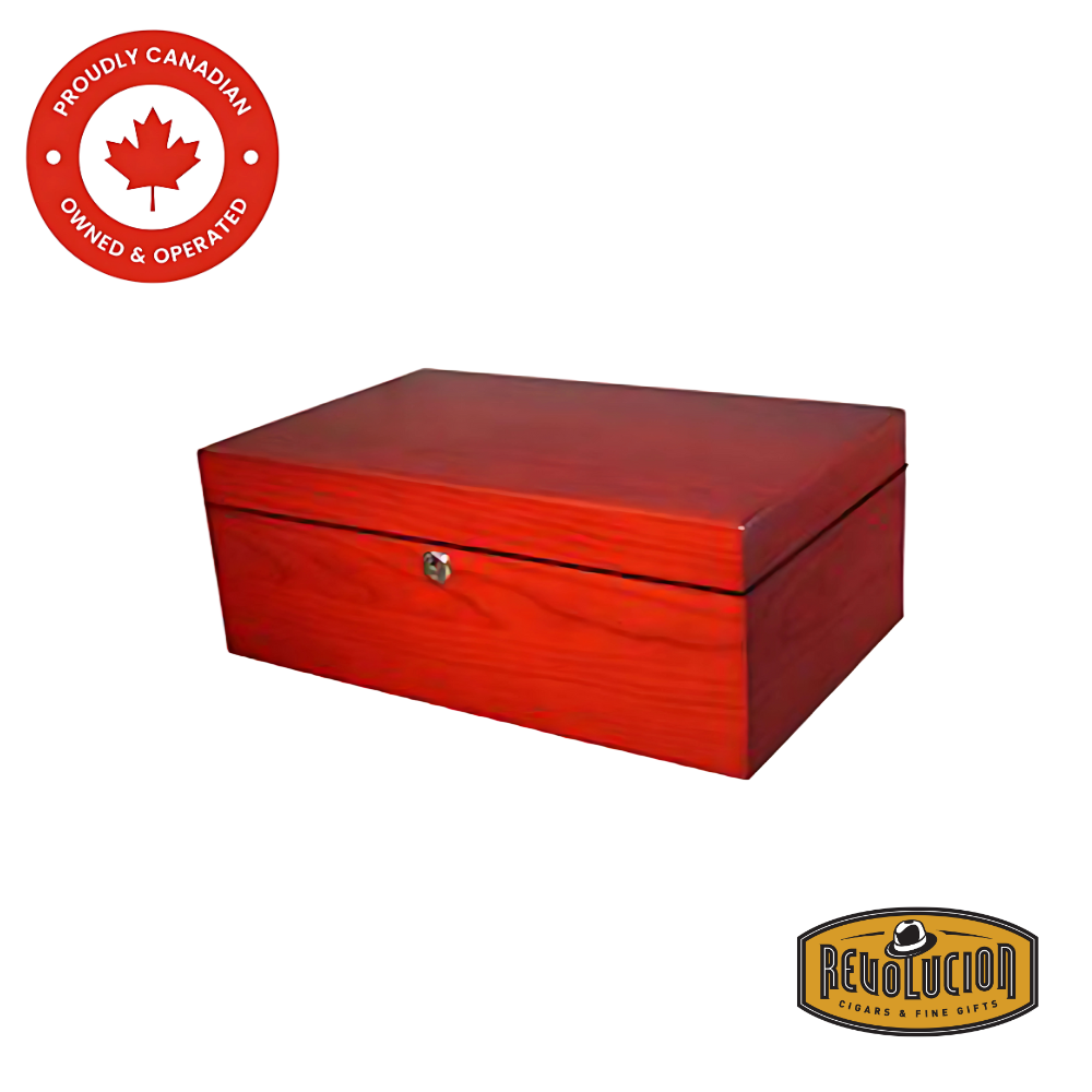 Brigham Celestial Matte Finish Humidor - 75 Count in a warm cherry wood finish, combining style and function for cigar aficionados.
