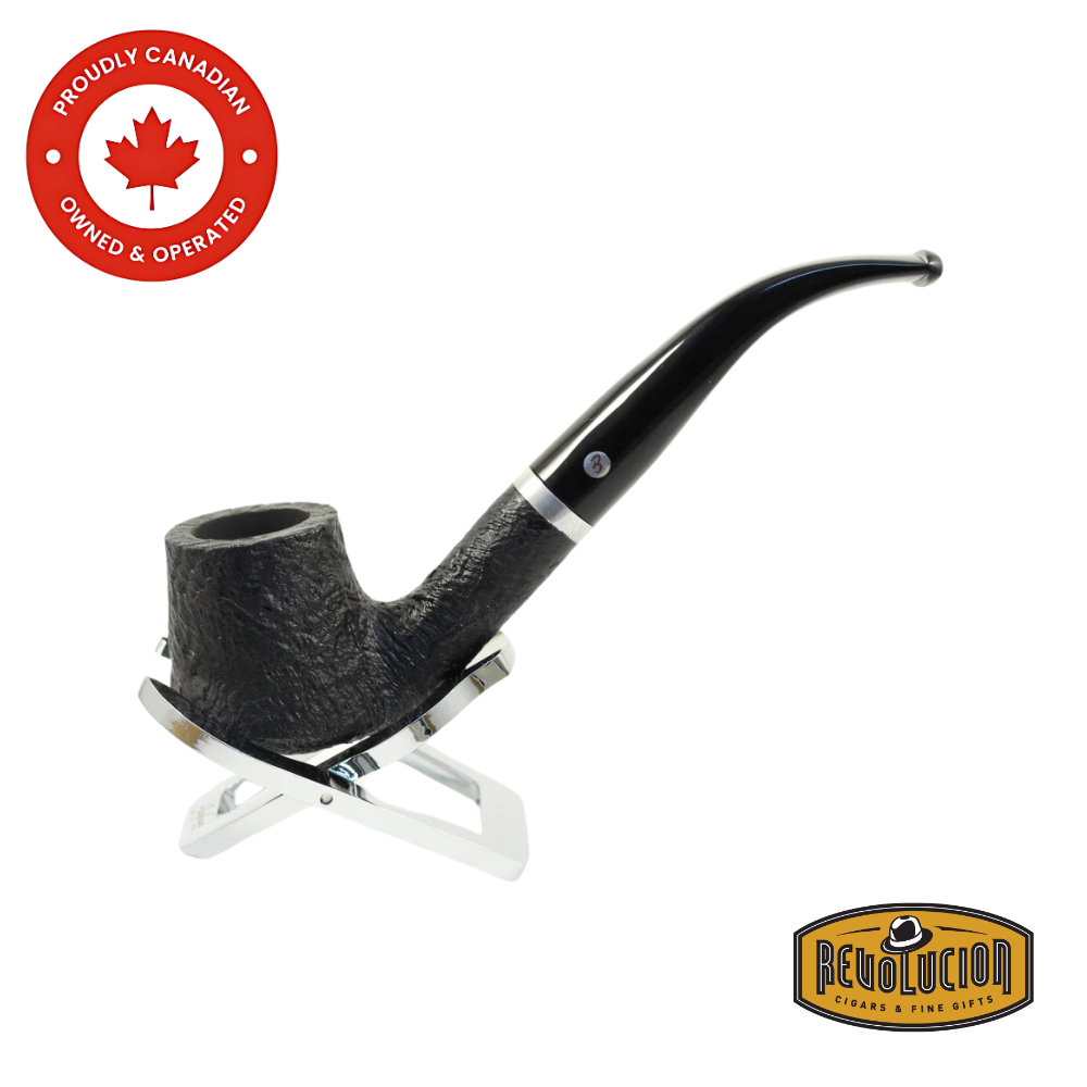 Brigham Chinook #84 Smoking Pipe – a sleek, straight-stemmed smoking pipe crafted from smooth, dark-stained briar wood with a refined grain pattern and polished black acrylic stem.