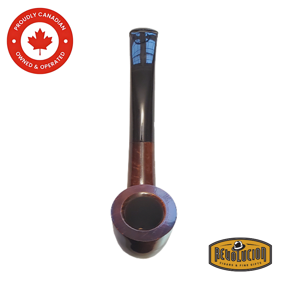 Front view of the Brigham Heritage #47 Smoking Pipe highlighting the circular bowl opening and stem alignment.