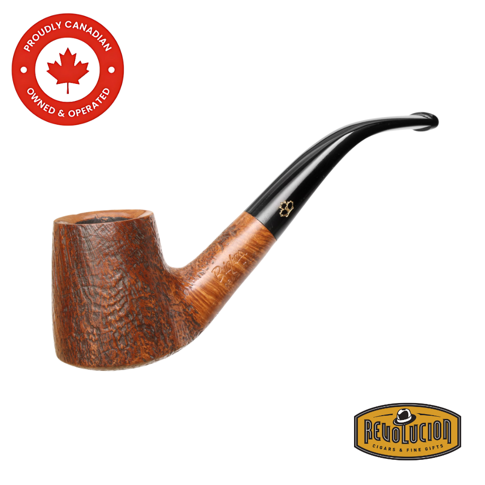 Brigham System Brown #84S Smoking Pipe made of smooth brown briar with a classic bent shape and elegant finish.
