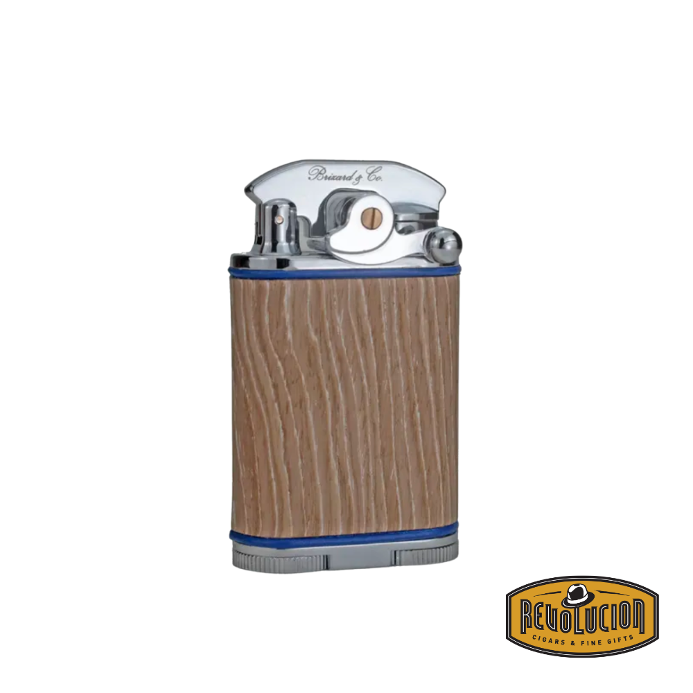 Brizard & Co Gatsby Table Lighter in Bleached Oak & Royal Blue, showcasing its refined wood craftsmanship and vibrant blue accent.