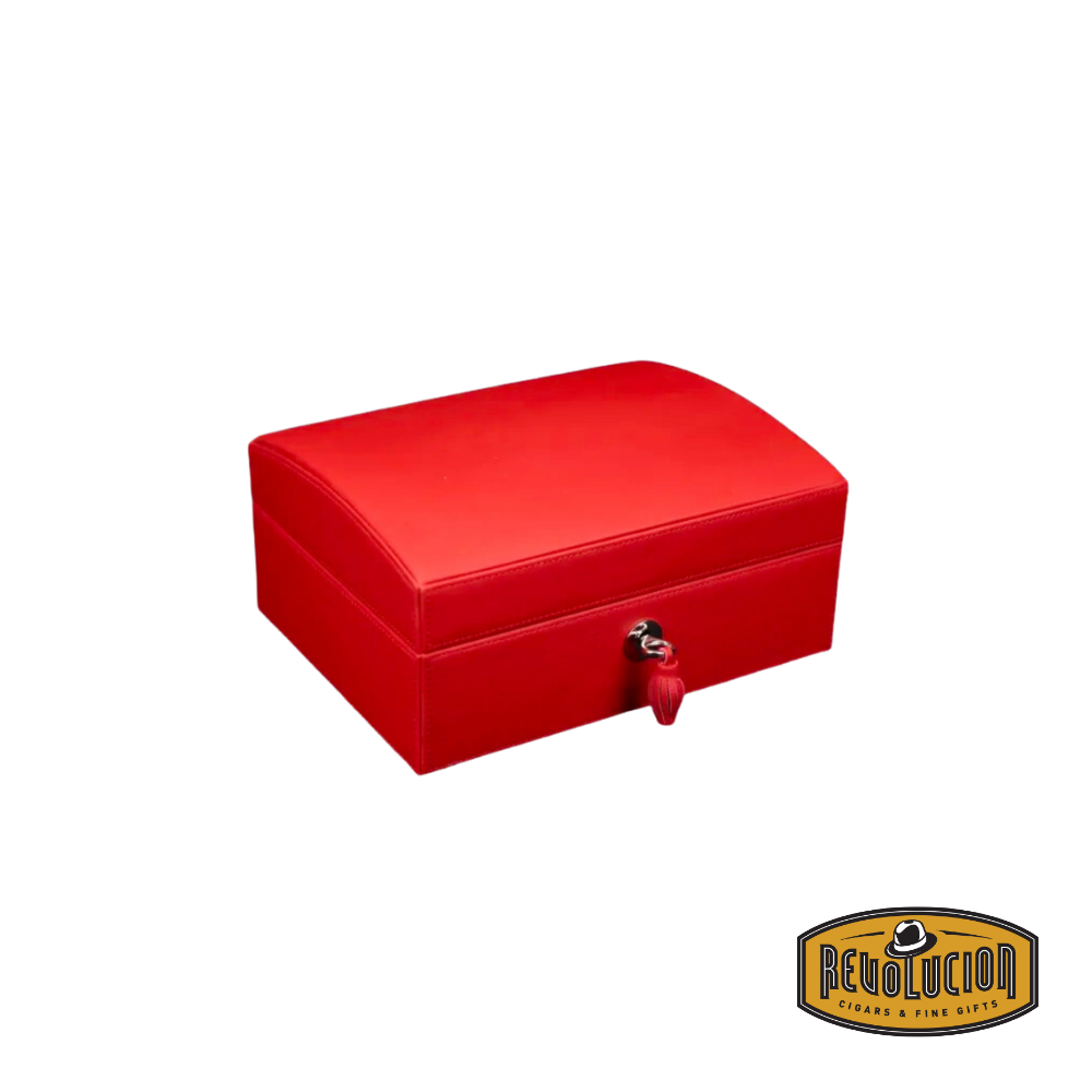 Brizard & Co "La Casita de Puros" Humidor - Racing Red, a compact and stylish humidor with a bold red finish, designed to store 12 to 20 cigars securely.