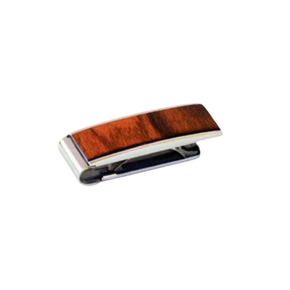 Brizard & Co Money Clip in Rosewood, featuring a rich reddish-brown hue with a polished finish and a sturdy metal grip for secure cash storage.