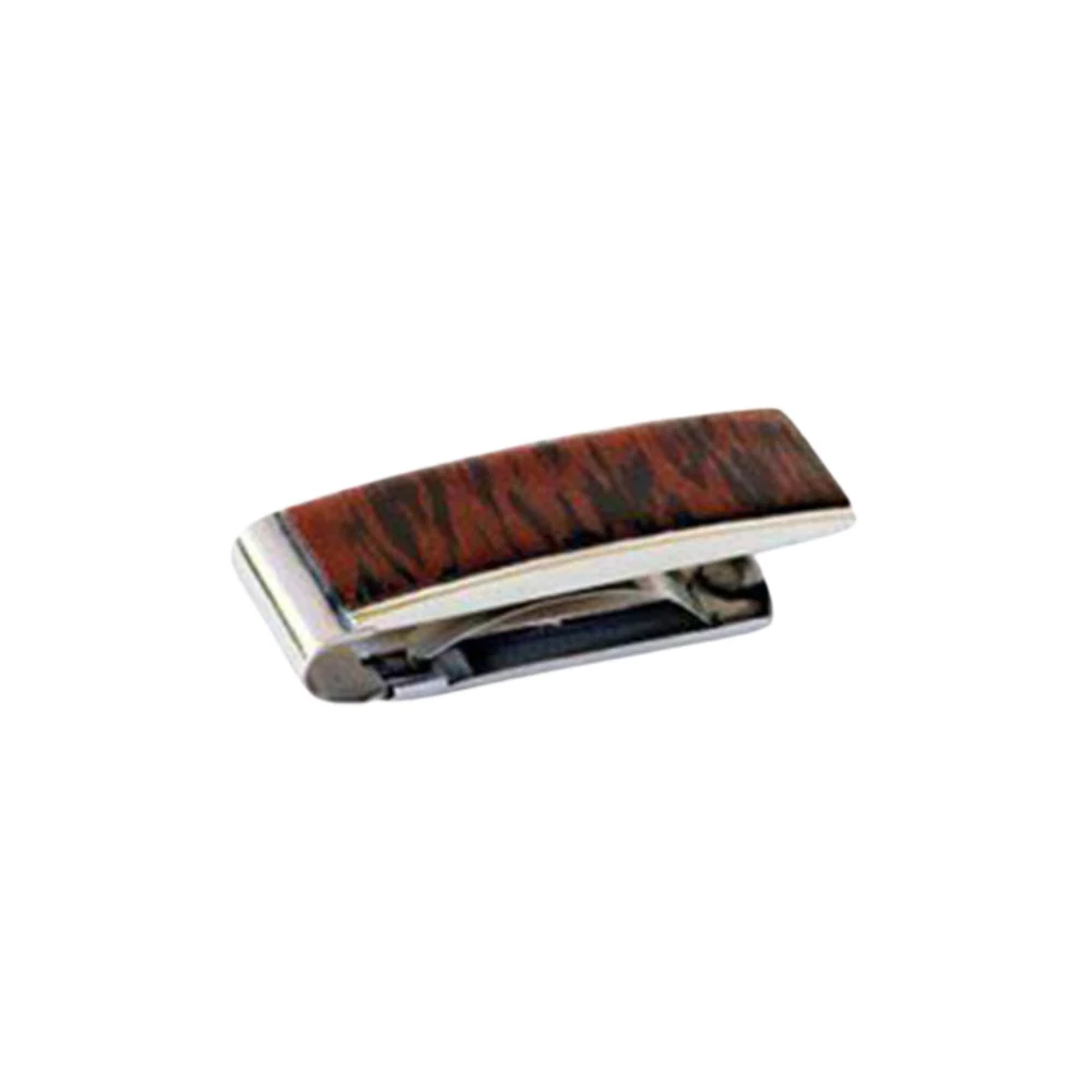 Brizard & Co Money Clip in Wenge wood, showcasing its rich dark grain and sleek metal accents for a refined and durable cash-holding solution.