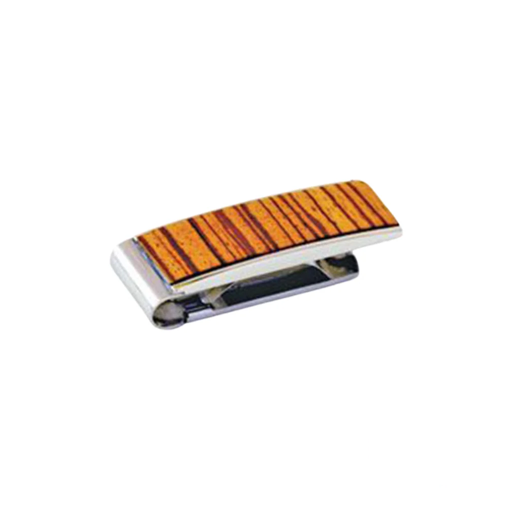 Brizard & Co money clip crafted from premium Zebrawood with a sleek and modern design.