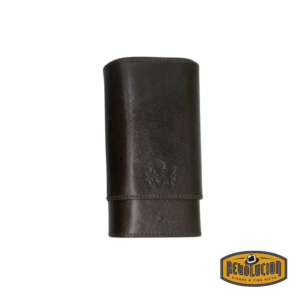 A Brizard & Co Show Band 3 Cigar Case - Antique Olive, showcasing its sleek design and premium antique olive wood finish.