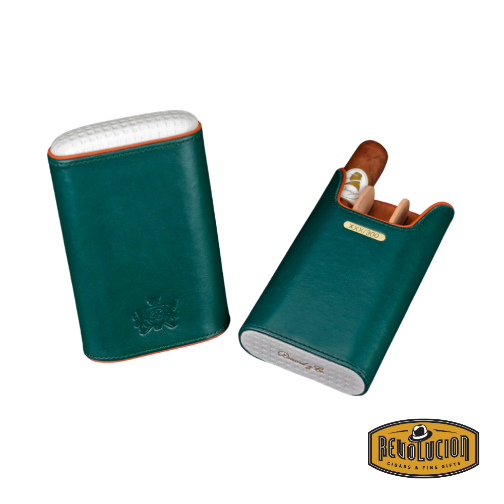 Opened view – Brizard & Co Show Band 3 Cigar Case - Augusta (Limited Edition), open view, displaying the interior designed to securely hold three cigars.