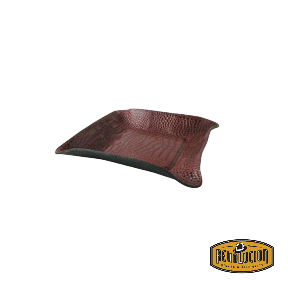 Brizard & Co Valet Leather Tray in Crocodile Tobacco, designed with rich brown crocodile-textured leather for a refined and classic appeal.