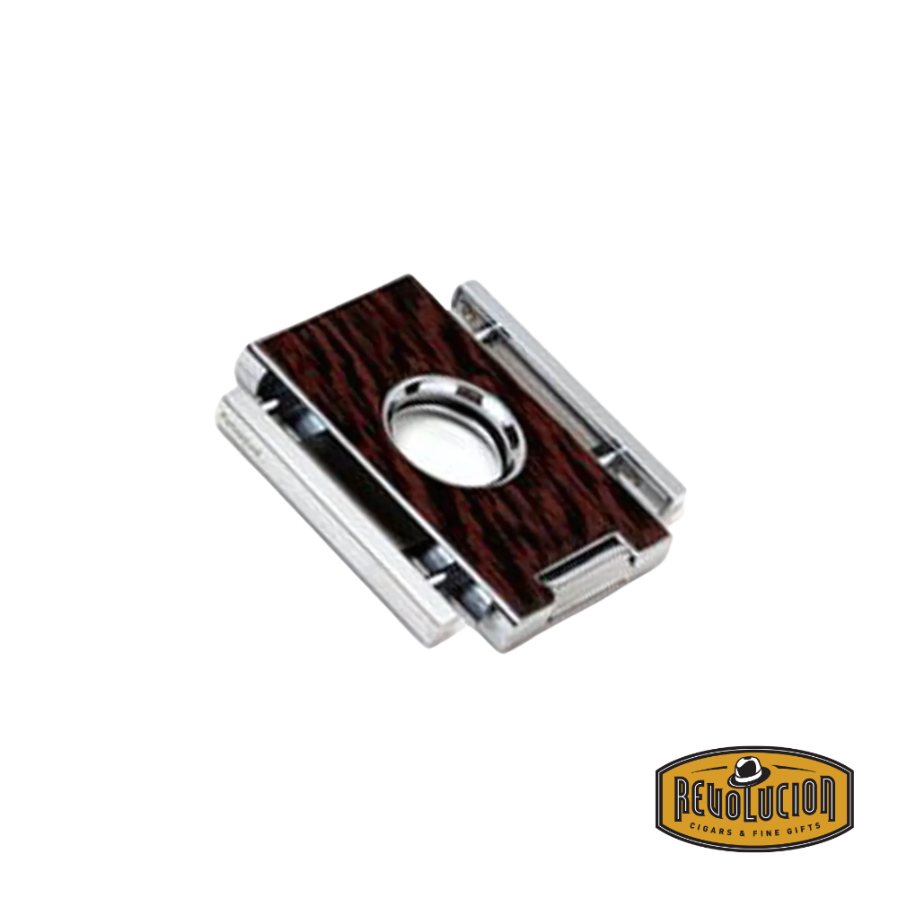 Opened View: Brizard & Co. Elite Series Wenge Cigar Cutter, elegantly crafted with a wenge wood finish, displayed in an open position to showcase its sharp double blades for a precise cut.