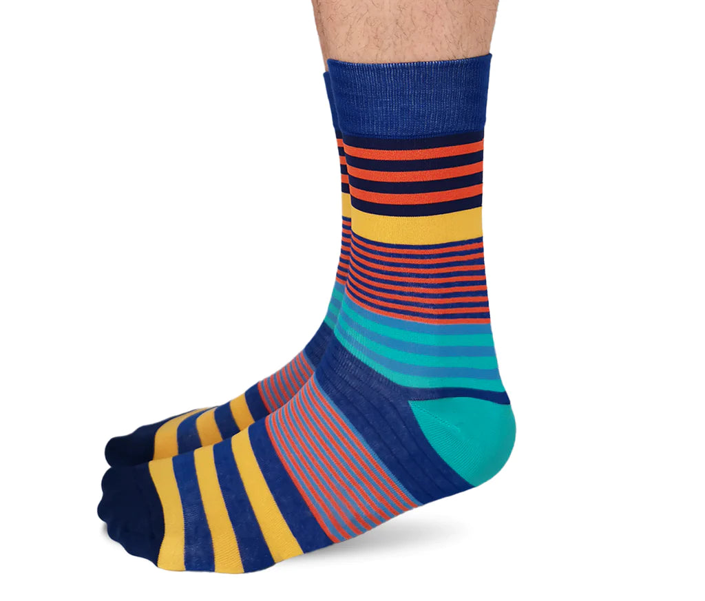 Uptown Calf Length Cotton Unisex Socks - Colour Bands