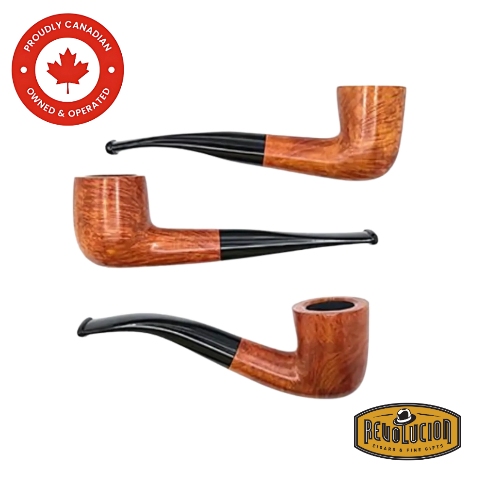 Capri Conqueror Orange Smoking Pipe – a sleek, straight pipe with a vibrant orange-hued finish on the briar bowl and shank, paired with a contrasting dark mouthpiece, showcasing a bold and modern flare.