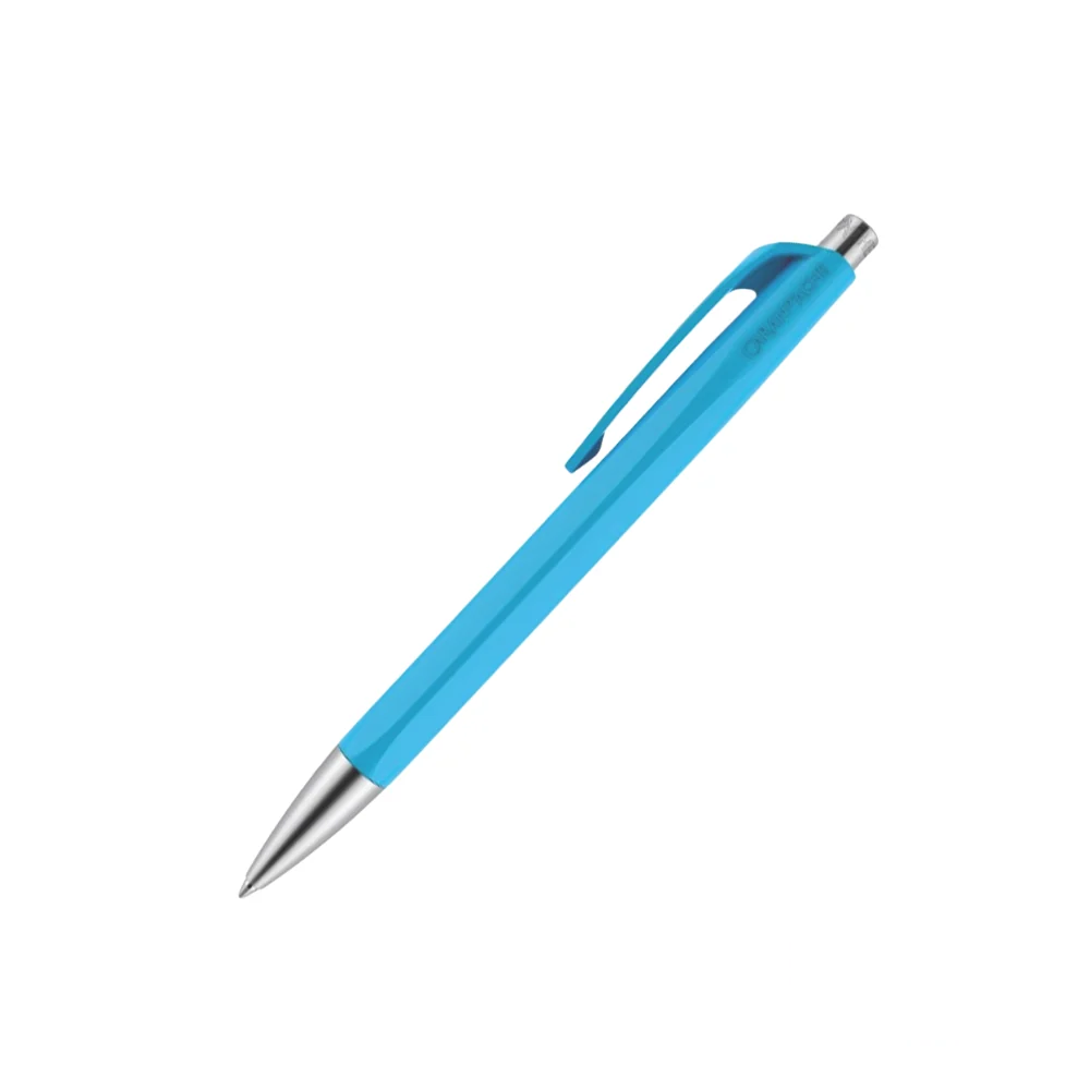 Caran D'Ache 888 Infinite Blue Pen with a sleek, modern design and smooth writing performance.