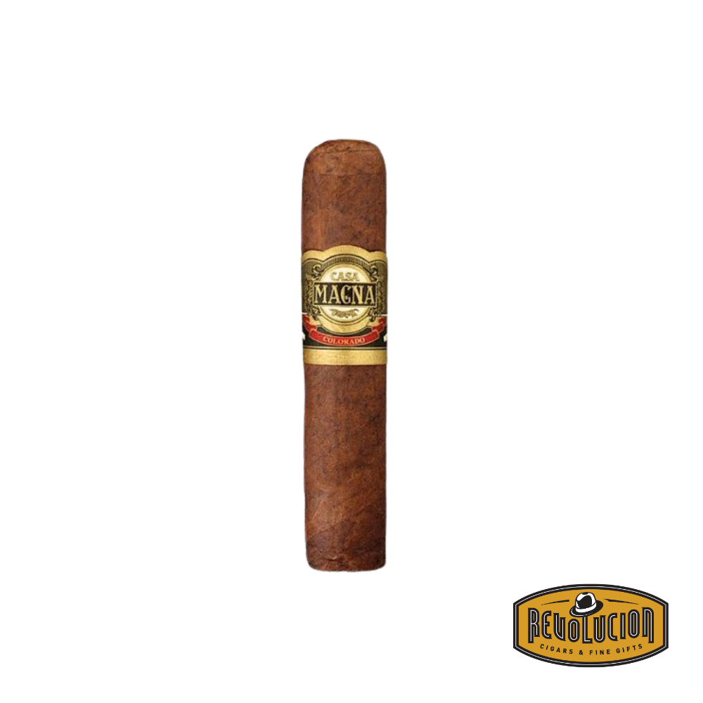 Casa Magna Torito Colorado Maduro Medium-Full Strength Nicaraguan Cigars displayed on a wooden surface with a clean white background, highlighting the dark Colorado Maduro wrapper and detailed band.