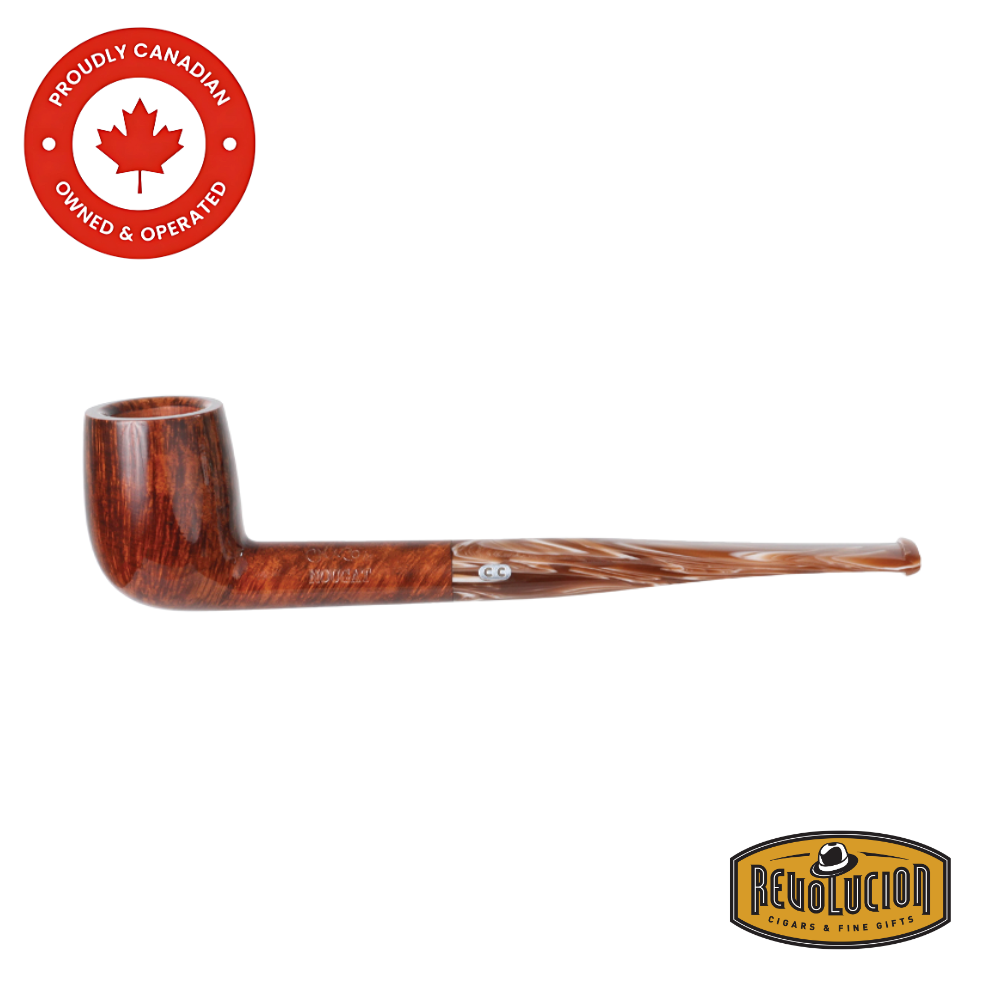 Chacom Nougat #275 Smoking Pipe – a bent-stem pipe showcasing a warm, caramel-toned briar bowl with a smooth polish and a dark, gently curved acrylic mouthpiece.