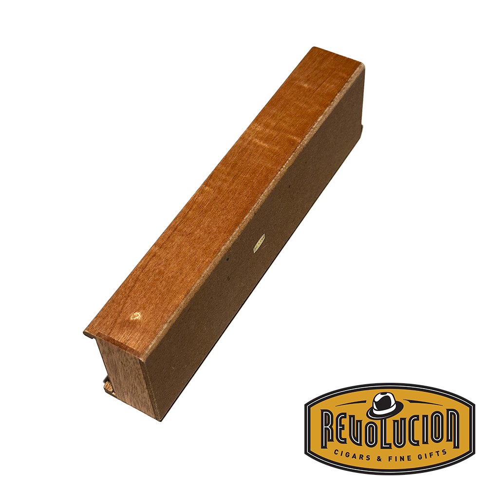 Side view of a wooden cigar gift box with a rectangular shape, showcasing its smooth, polished surface and minimalist design.