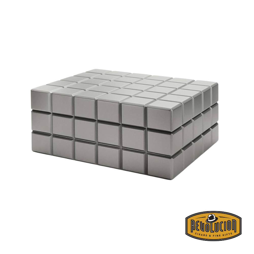 Colibri Heritage Cigar Humidor - Matte Grey 125 Count, featuring a sleek matte grey finish with a secure seal, designed to store and protect up to 125 cigars in a controlled environment.