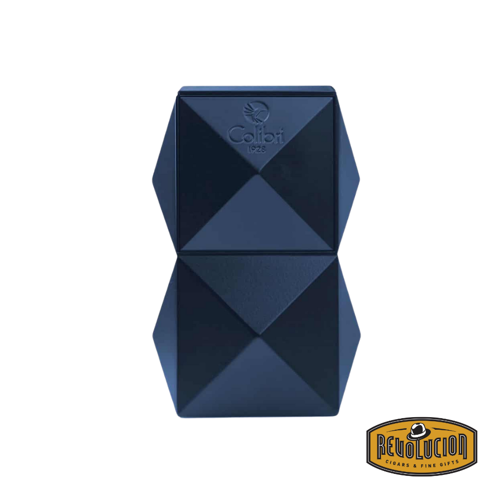 Colibri Quasar Triple Flame Table Lighter in Blue with a contemporary, stylish finish.