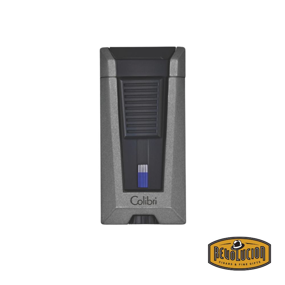 Colibri Stealth 3 Triple Flame Cigar Lighter in Charcoal Gray, showcasing a sleek, modern front design.