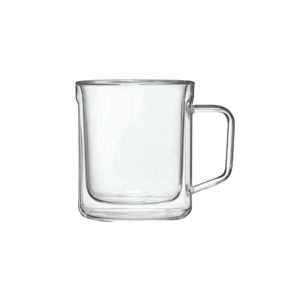 Corkcicle Glass Mug Set of 2, a stylish pair of double-walled glass mugs designed to keep beverages hot or cold while providing a sleek, modern look.