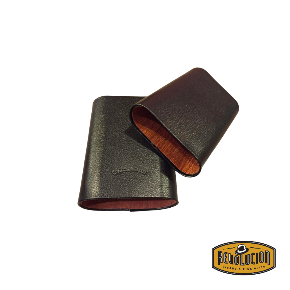 Craftsman's Bench 60 Gauge Black Cigar Case, opened, revealing its spacious interior designed to hold and protect large ring gauge cigars.