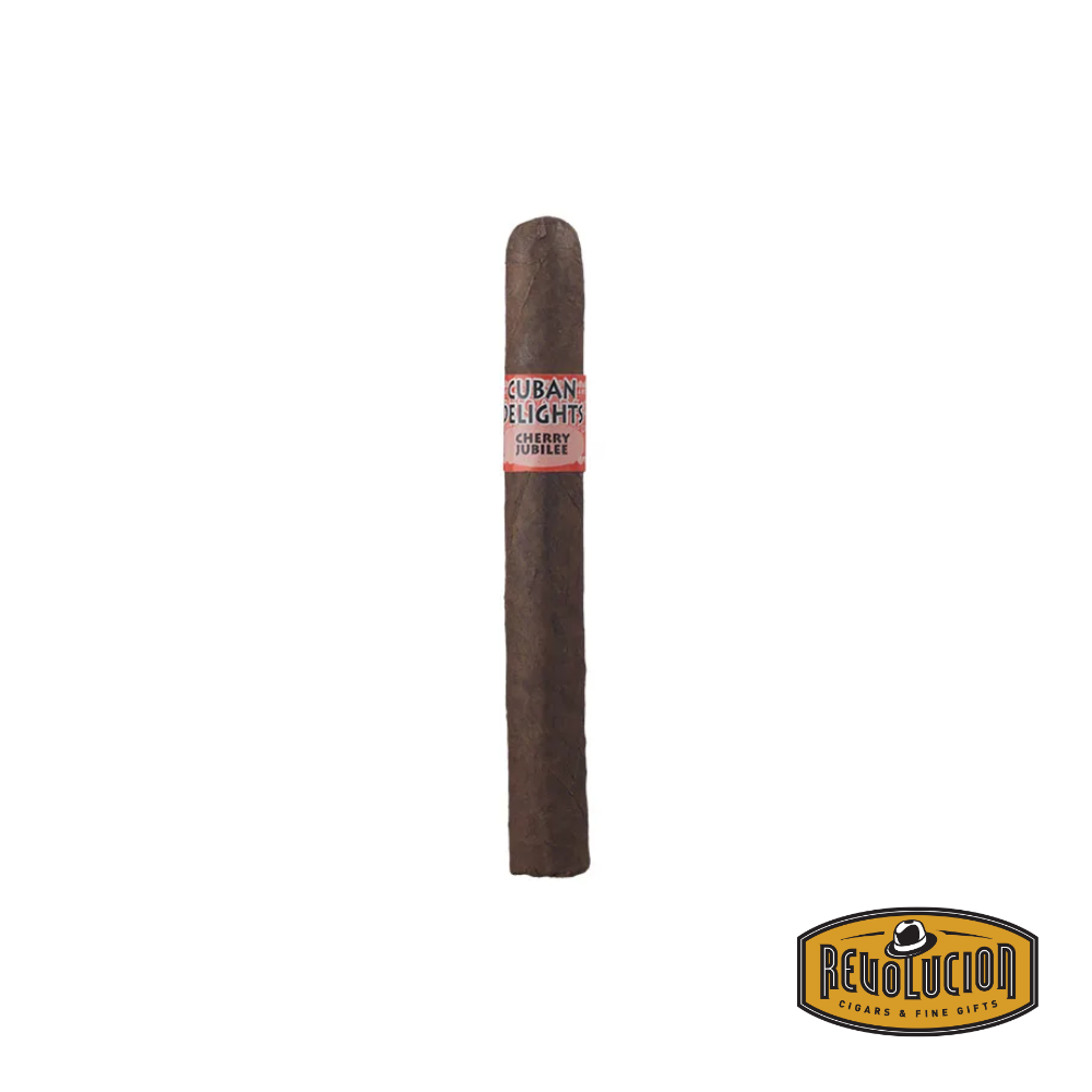Delights by Victor Sinclair Cherry Corona Dominican cigars with mild to medium strength, infused with cherry flavor and crafted for a smooth, aromatic smoking experience.