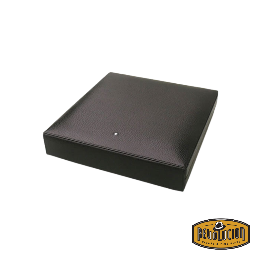 Closed Dunhill Black Leather White Spot Travel Humidor Cigar Case, featuring an elegant black leather exterior with a refined finish.