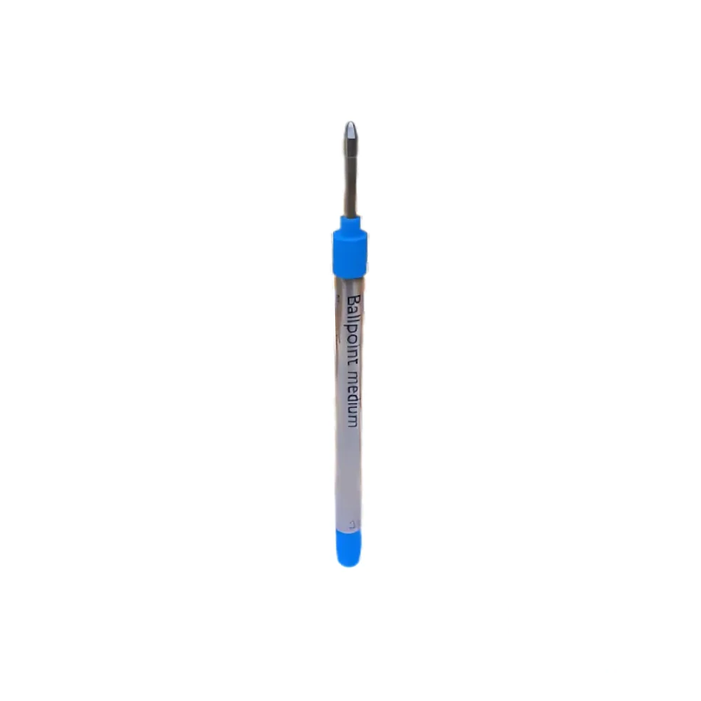 Dunhill Blue Medium ballpoint pen refill with black barrel and blue band, designed for Alfred Dunhill writing instruments.