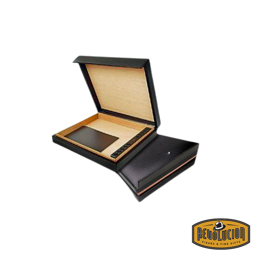 Opened Dunhill White Spot Classic Range Travel Humidor, revealing its premium interior crafted to hold and protect cigars while maintaining optimal humidity levels.