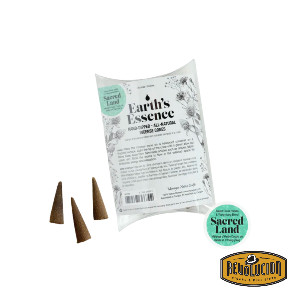 Earth's Essence Sacred Land Incense Cones, designed to create a grounding and tranquil atmosphere with earthy, aromatic notes.