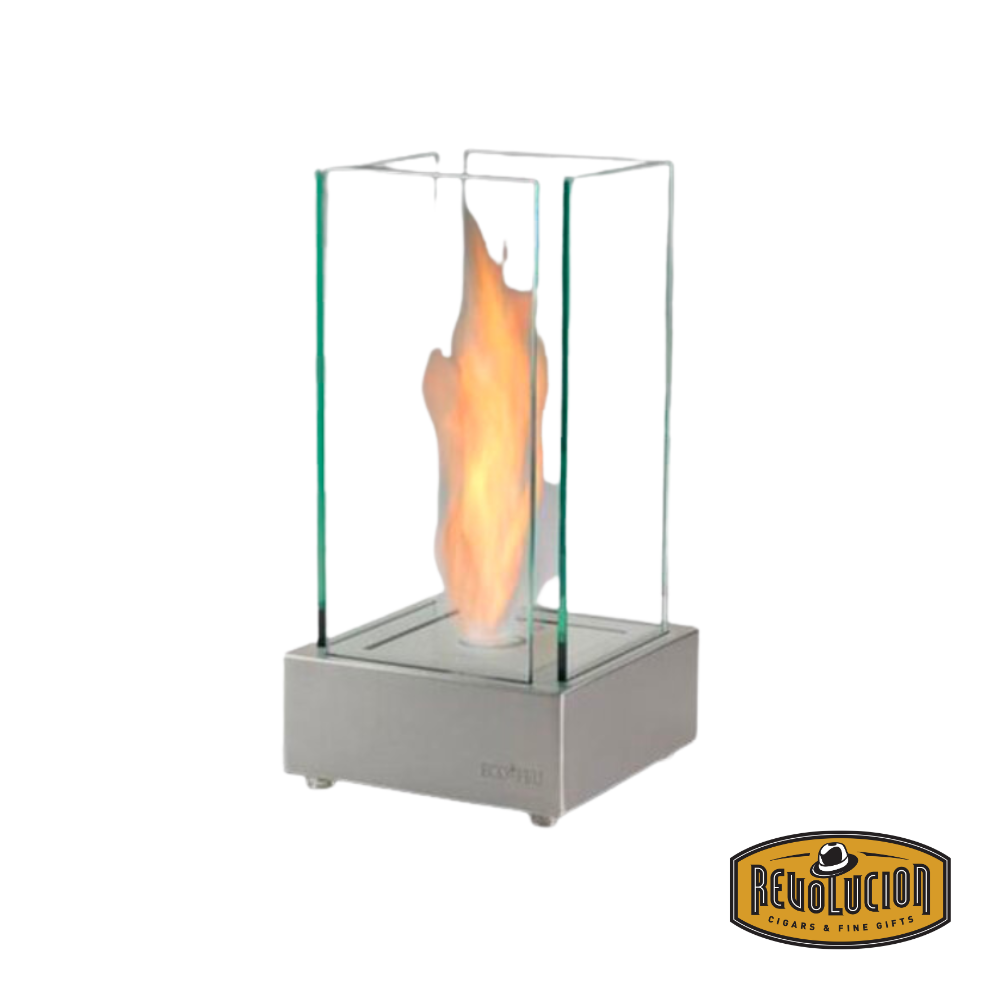 Ecofeu Cartier Stainless Steel Burner in use, showcasing its sleek and modern design while emitting a clean flame, perfect for creating a cozy and stylish ambiance.