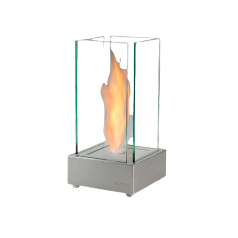 Ecofeu Cartier Stainless Steel Burner in use, showcasing its sleek and modern design while emitting a clean flame, perfect for creating a cozy and stylish ambiance.