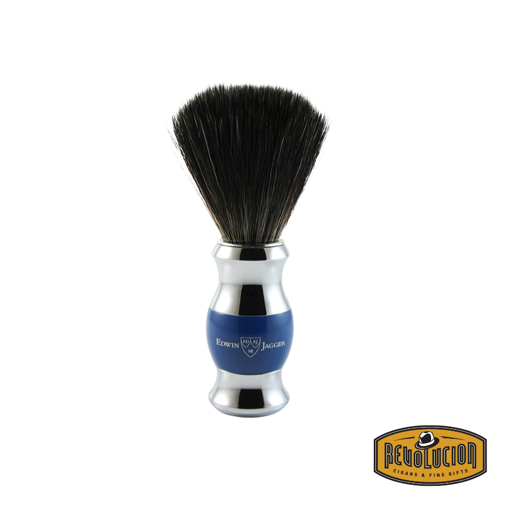 Edwin Jagger 36 Series Shaving Brush with Blue Synthetic Fiber – a premium grooming tool with soft synthetic bristles and a sleek blue-accented handle for a smooth and luxurious shaving experience.