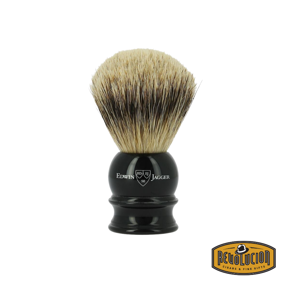 Edwin Jagger 36 Series Shaving Brush with Grey Synthetic Fiber – a stylish grooming tool featuring a sleek handle and soft, high-quality synthetic bristles for a smooth shaving experience.