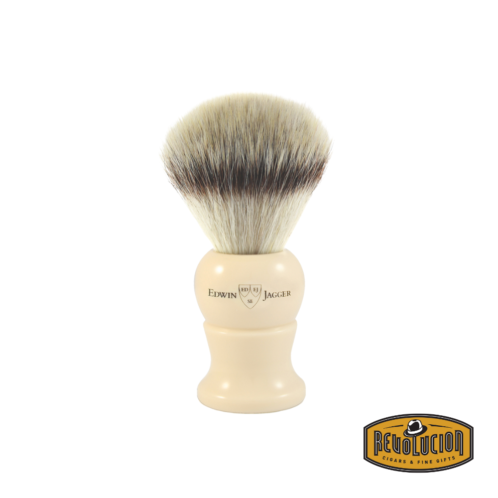 Edwin Jagger Ivory XL Synthetic Shaving Brush – extra-large shaving brush with a smooth ivory-style handle and soft synthetic bristles.