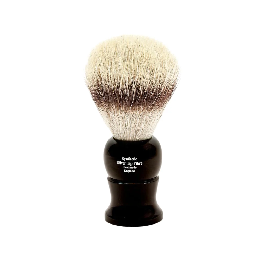 Edwin Jagger medium synthetic silver tip shaving brush with ebony handle.