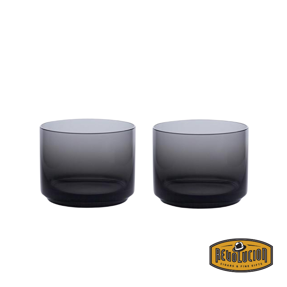 Ekke Tumblers set of 2 in charcoal gray, featuring a sleek and modern design, perfect for serving whiskey, cocktails, or any favorite beverage in style.