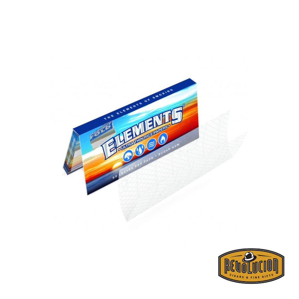 Elements Ultra-Thin 1 1/4 Rolling Paper – 50 rice-based leaves for a smooth, slow burn.