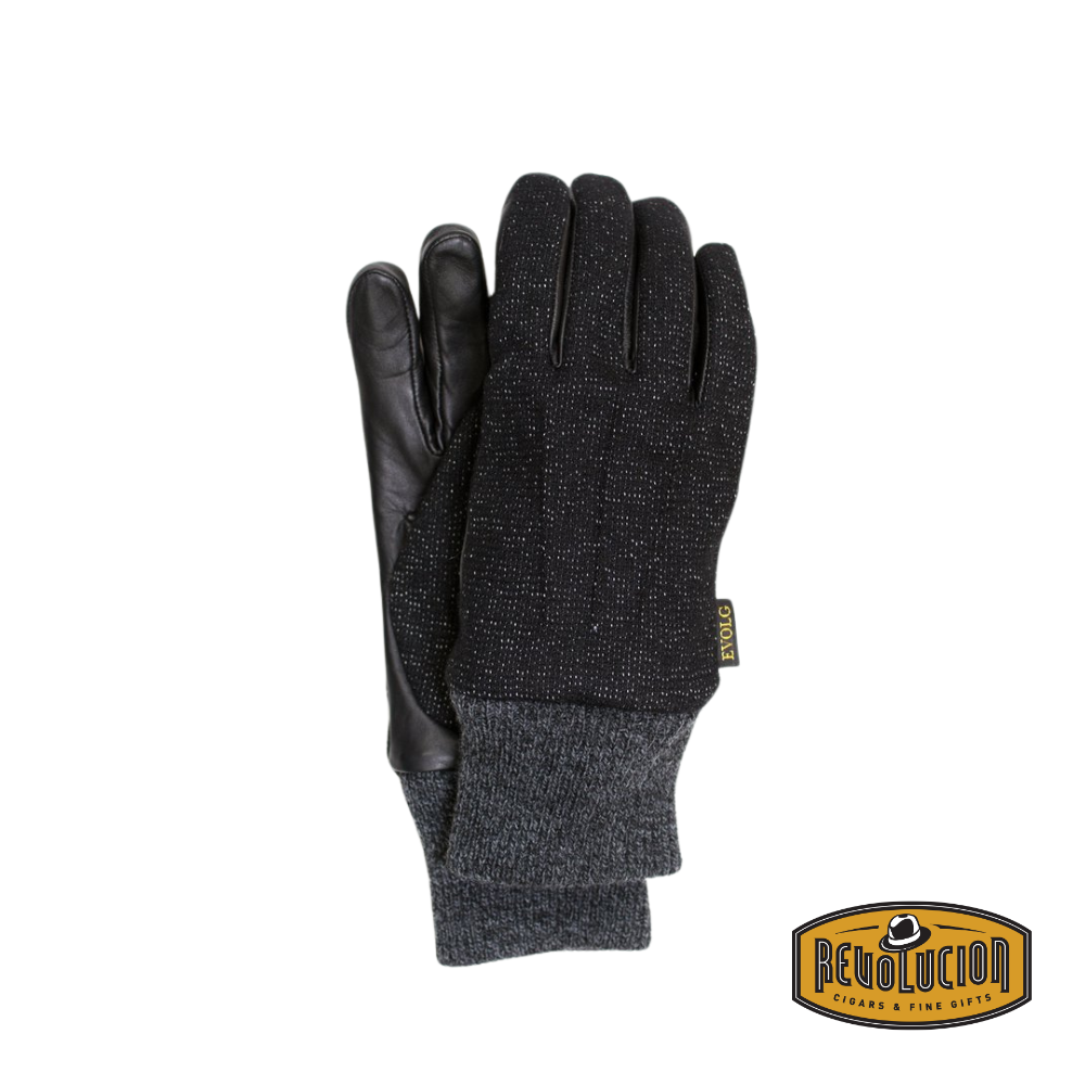 Evolg men's stylish leather gloves in sleek black, crafted from premium leather for a refined and modern look. Designed for warmth and comfort in size L.