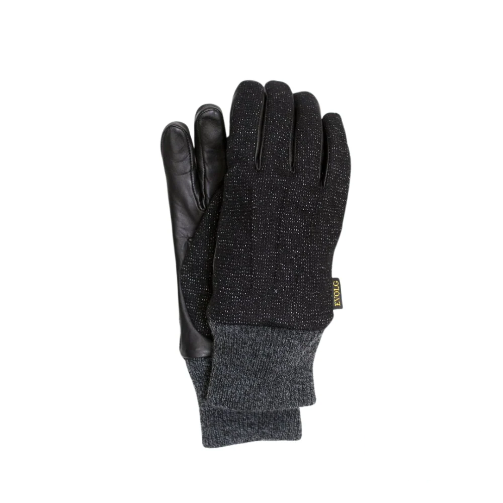 Evolg men's stylish leather gloves in sleek black, crafted from premium leather for a refined and modern look. Designed for warmth and comfort in size L.