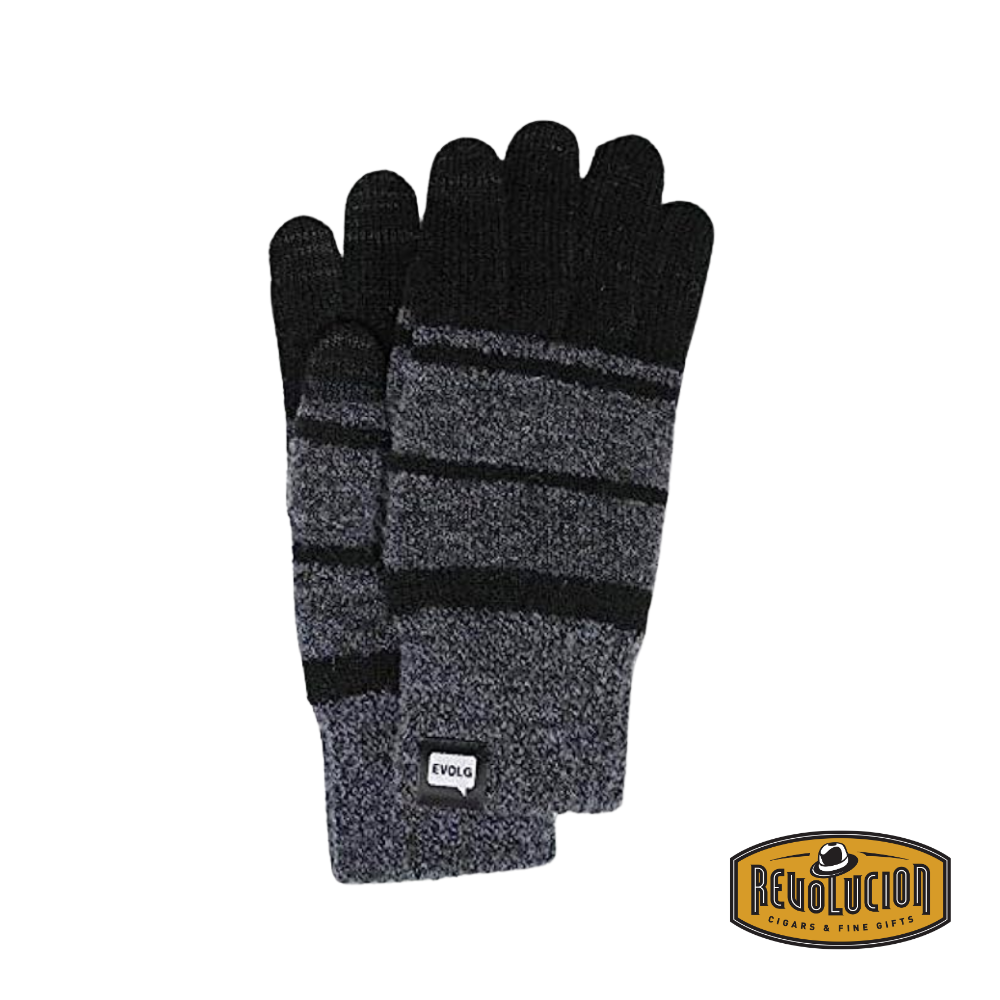 Evolg unisex casual knitted gloves in black and charcoal, featuring a stylish and comfortable design for everyday wear.