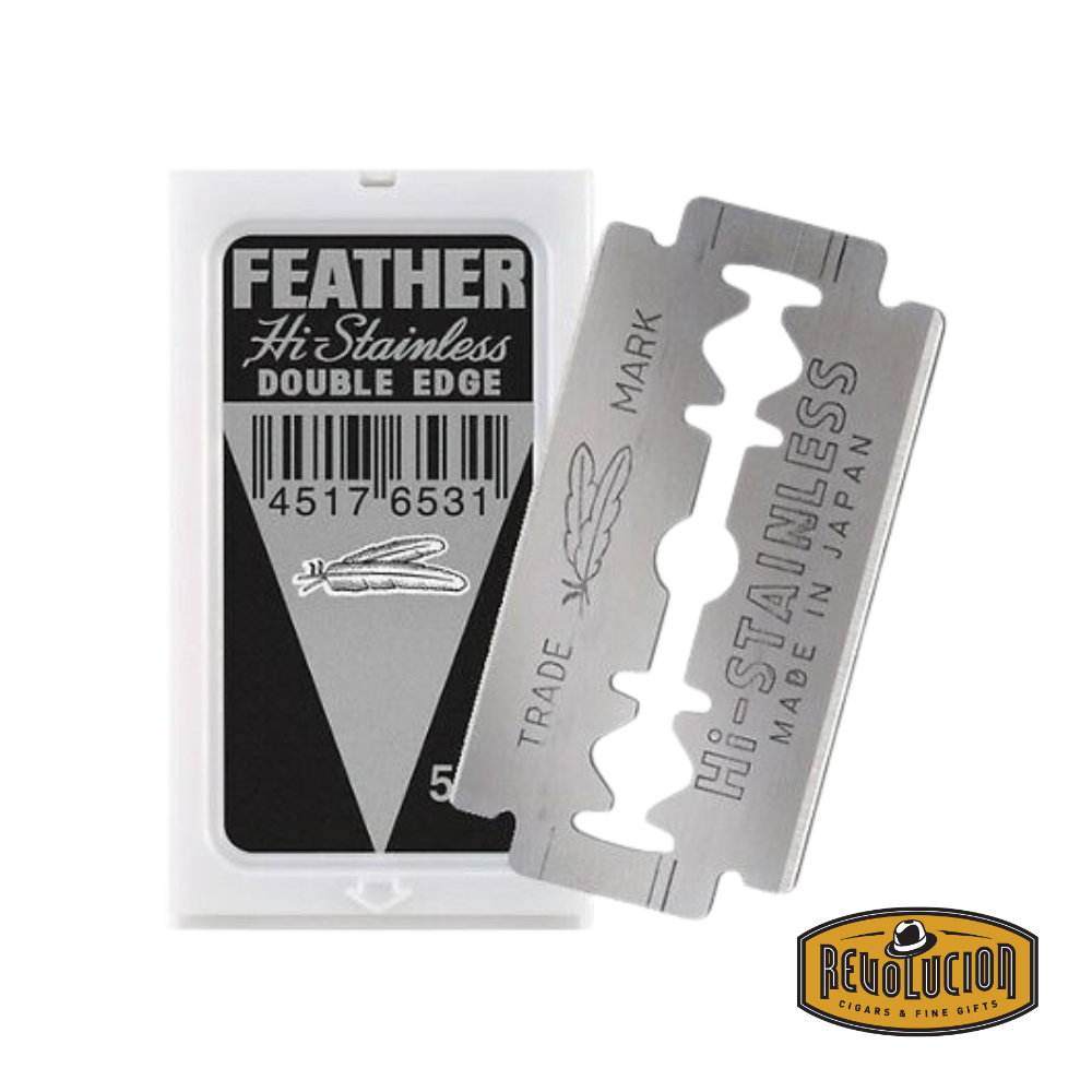 Feather Blade Black 5pk – open box displaying razor blades.