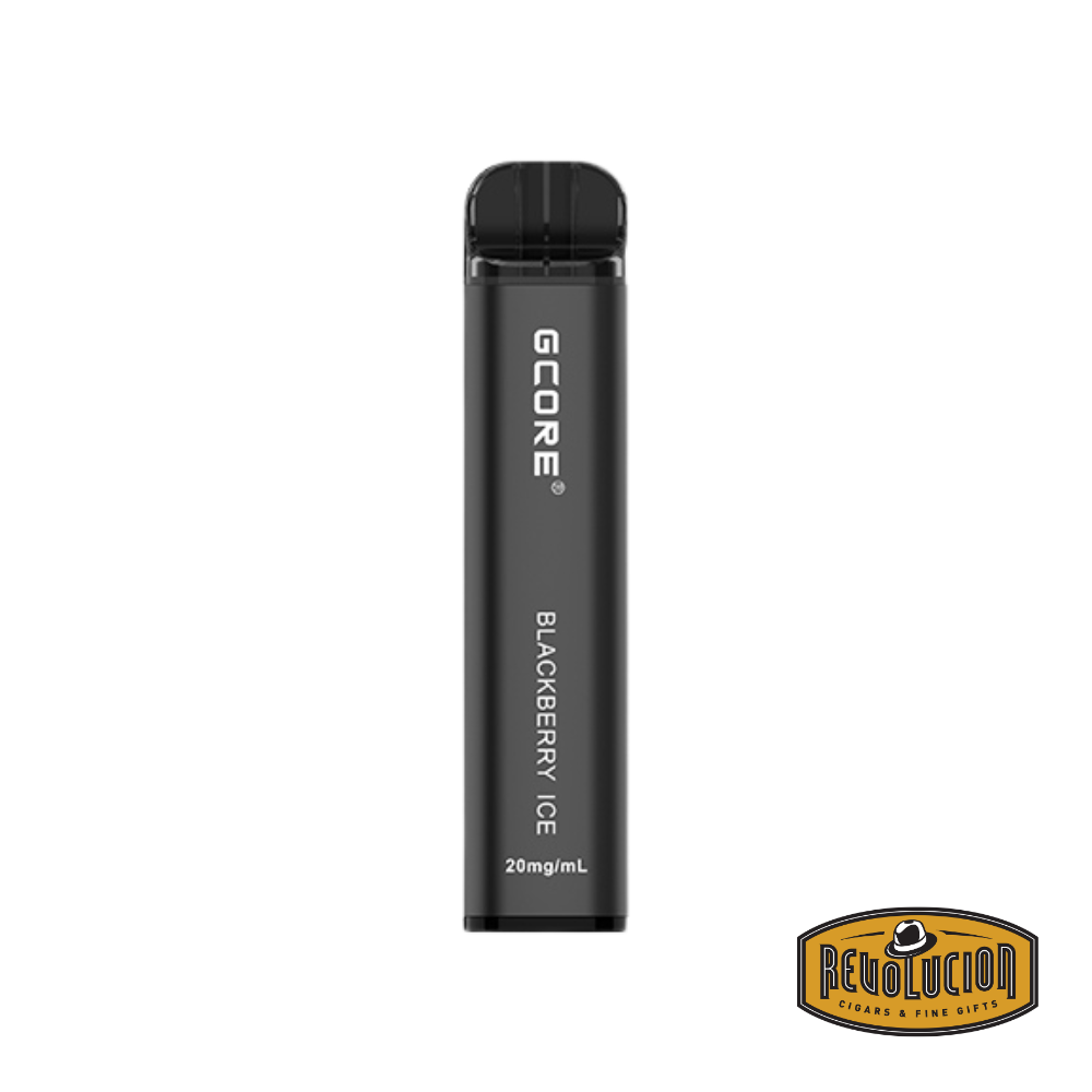 G-Core Blackberry Ice 20mg/ml 1800 disposable vape, combining bold blackberry flavor with a refreshing icy finish in a sleek, portable device.